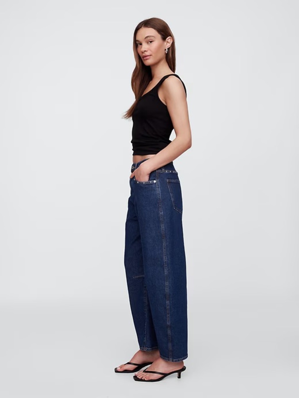 GAP High Rise Studded Barrel Jeans NWT Size 8/29 Regular - Picture 3 of 9
